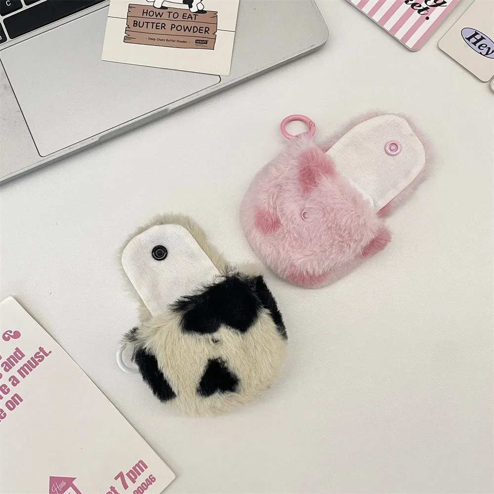Portable Earphone Storage Bag Snap Button Mini Coin Purse Love Heart Bluetooth Headset Case for Women Girls