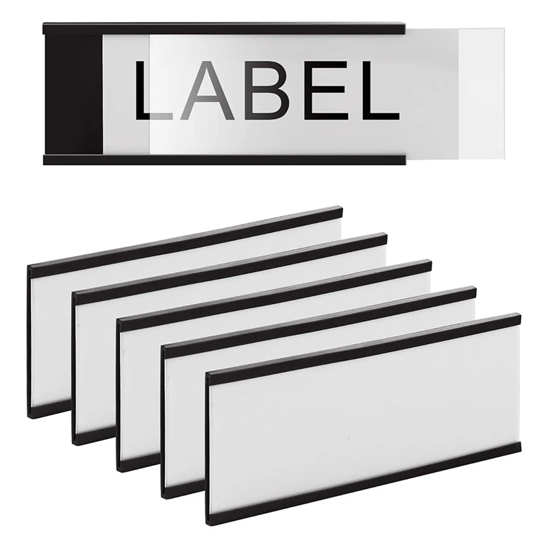 40Pack magnetische C-kanaal labelhouders voor metalen rekken en planken met beschermfolie en vervangende strips 4X1.6In