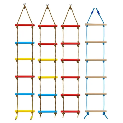 Imagen 2 del producto Escalera de cuerda de escalada para niños, piedras de escalada coloridas, patio trasero interior y exterior, entrenamiento de integración sensorial para niños