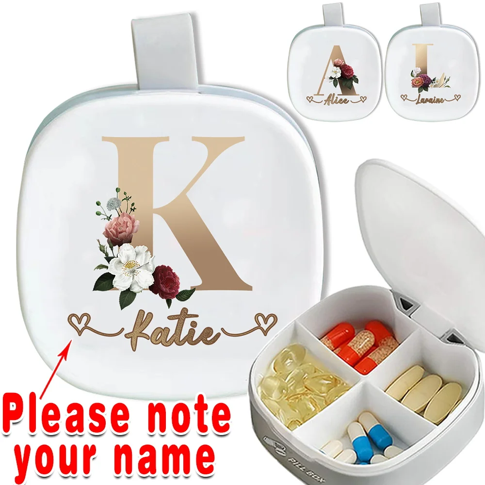 

Customized Name Waterproof Pill Box Travel Medicine Organizer Case Portable Drug Dispenser Holder for Vitamins Pill Personalized