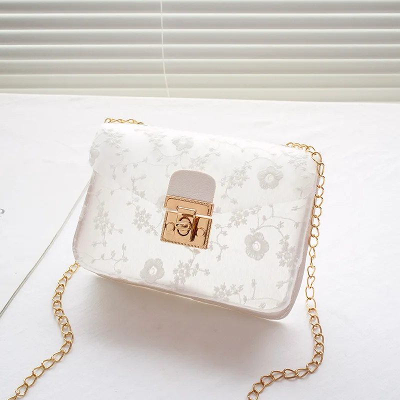 2023 New Fashion Lace Small Square Bags Casual Mobile Phone Bag Six Colors Mini Female Bag Chain Bags Trendy Women Shoulder Bags