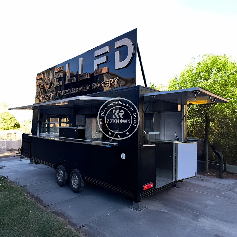 

Customized Food Truck Mobile Coffee Shop Kiosk Hot Dog Pizza Cart With Fully Kitchen Equipments Concession Food Trailer