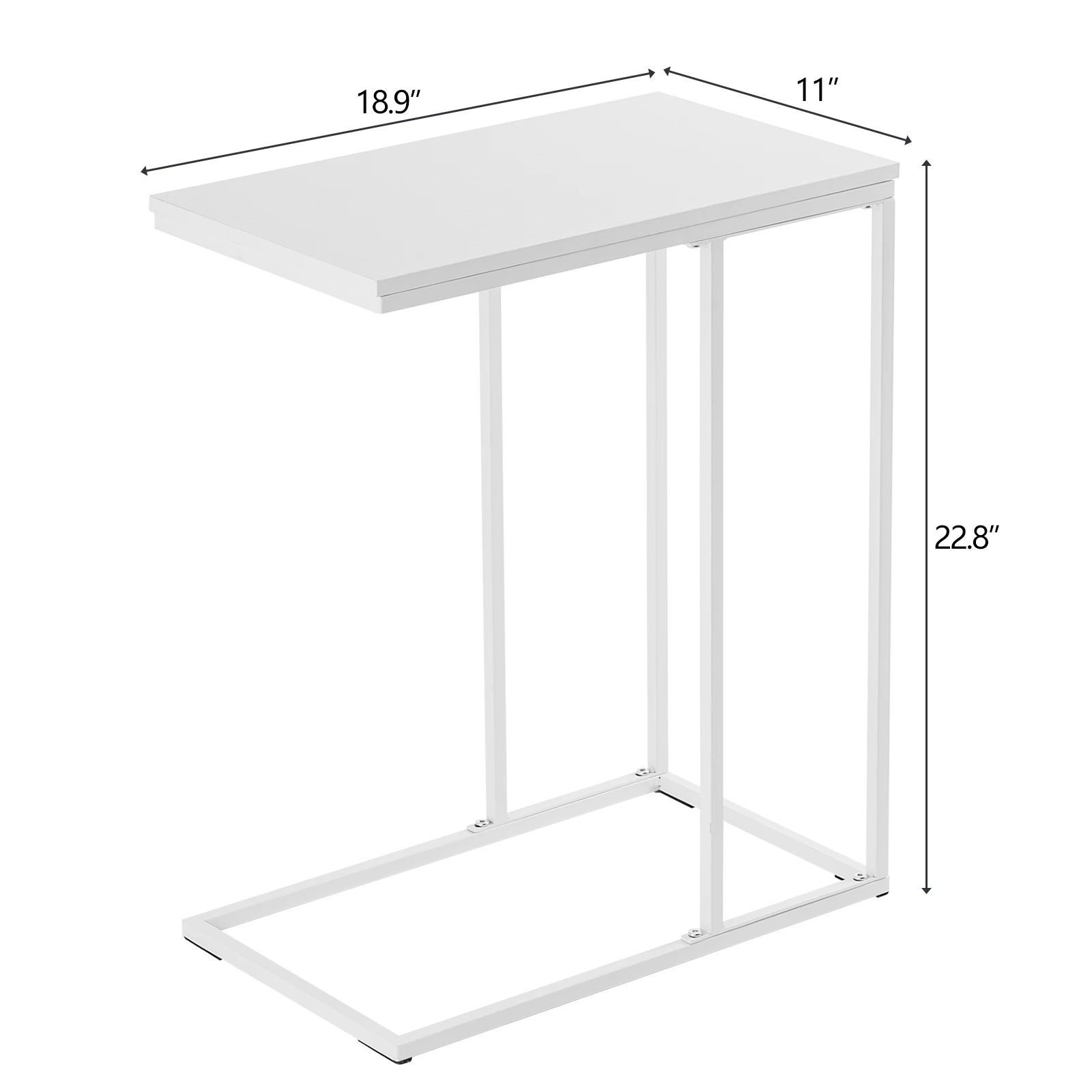 48*28*58cm C Type Single Layer MDF Iron Rectangle White Triamine Side Table White Spray