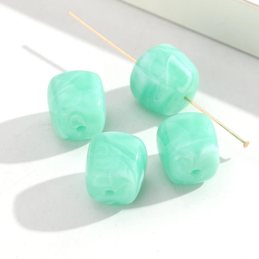 10 stks Marmer Kleur Acryl 16x17mm Vierkante Kubus Vorm Losse Spacer Kralen voor DIY Sieraden Armband Ketting Oorbellen Accessoires