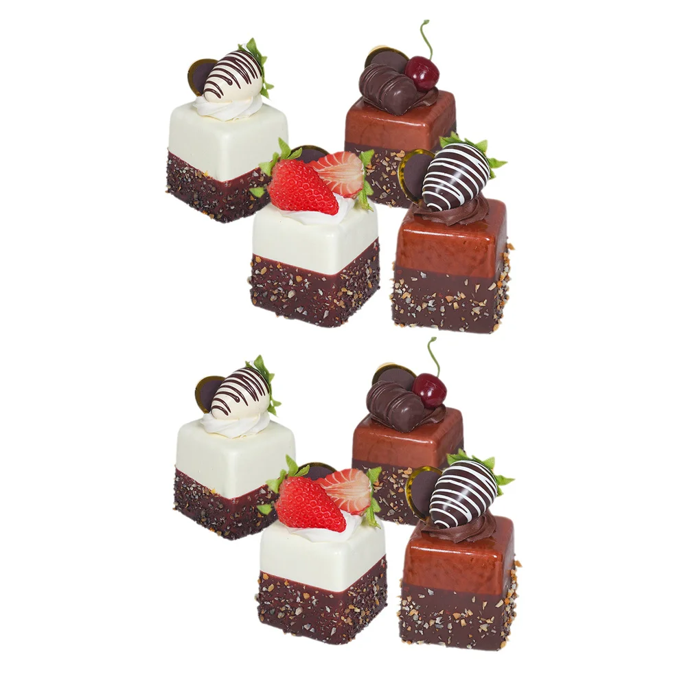 

8Pcs Realistic Artificial Strawberry Cake Decoration Props Magnetic Base for Photography Home Party Table Bakery Display