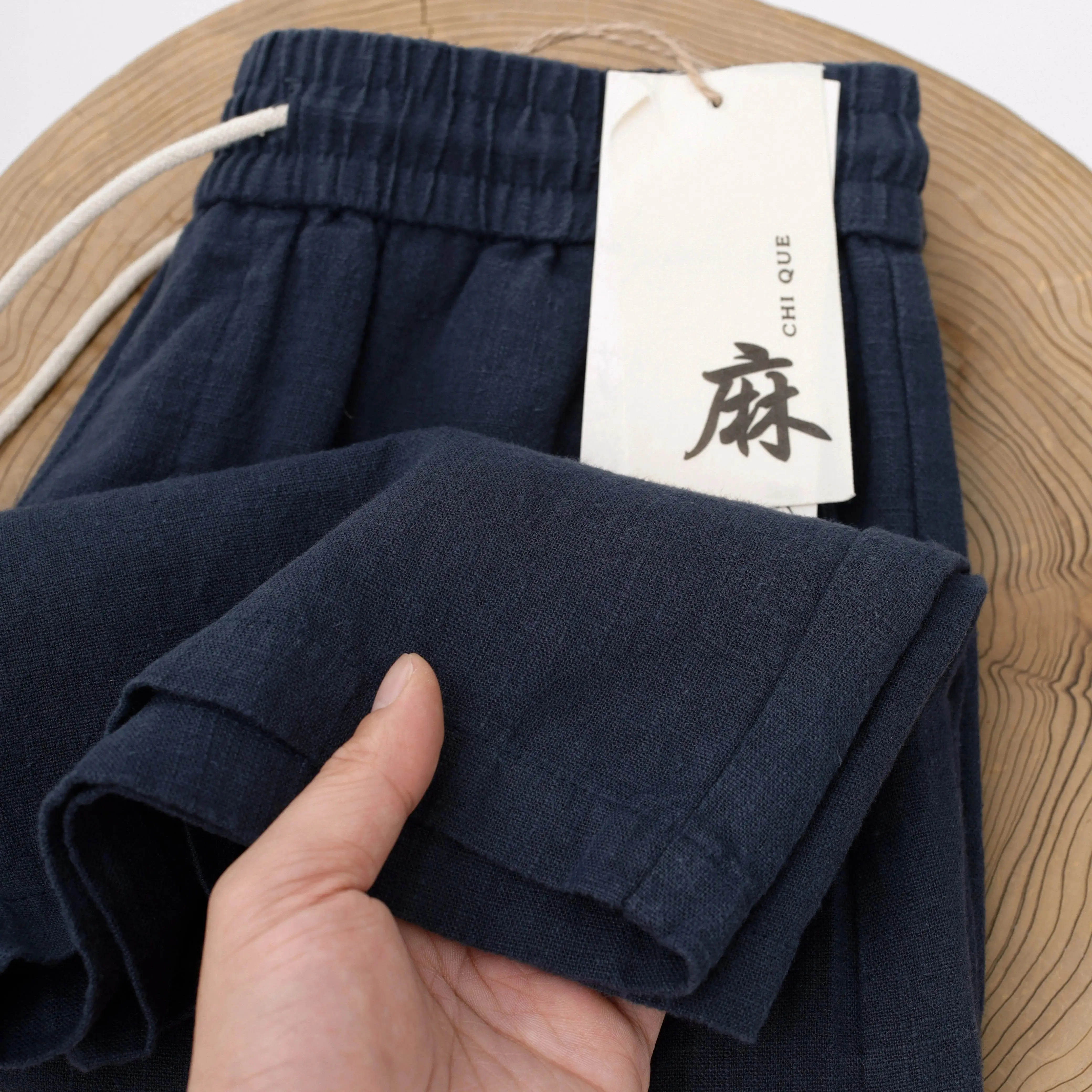Shorts Leves de Algodão e Linho para Homens e Mulheres, Casuais de Verão, Respiráveis, Absorventes de Suor, Calças Jeans Azui...
