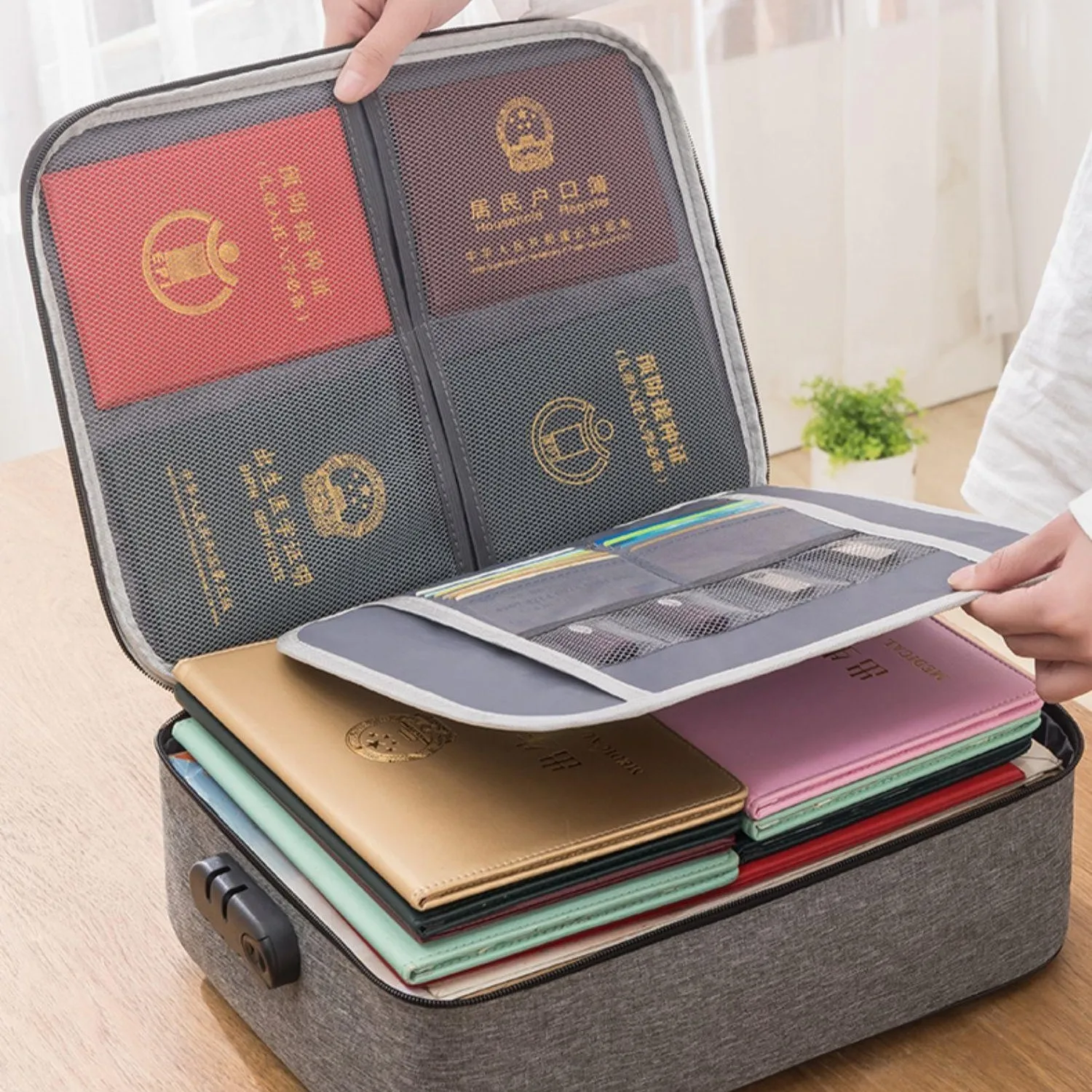 Bolsa de almacenamiento de documentos para mujer, organizador de escritorio, papelería, archivos de viaje, soporte de carpeta de tarjetas, estuche