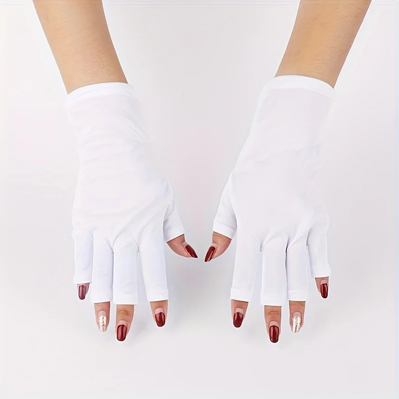 UPF 50+ Anti-ultraviolet Gloves Are Thickened, Suitable for Gel Nail Lamp Nail Art-fingerless Breathable Fabric