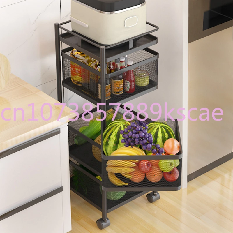 Kitchen Square Shelf With Wheel Storage Rack Kitchen storage rotatable shelf 3 4 5 Layer Rotating Practical Trolley