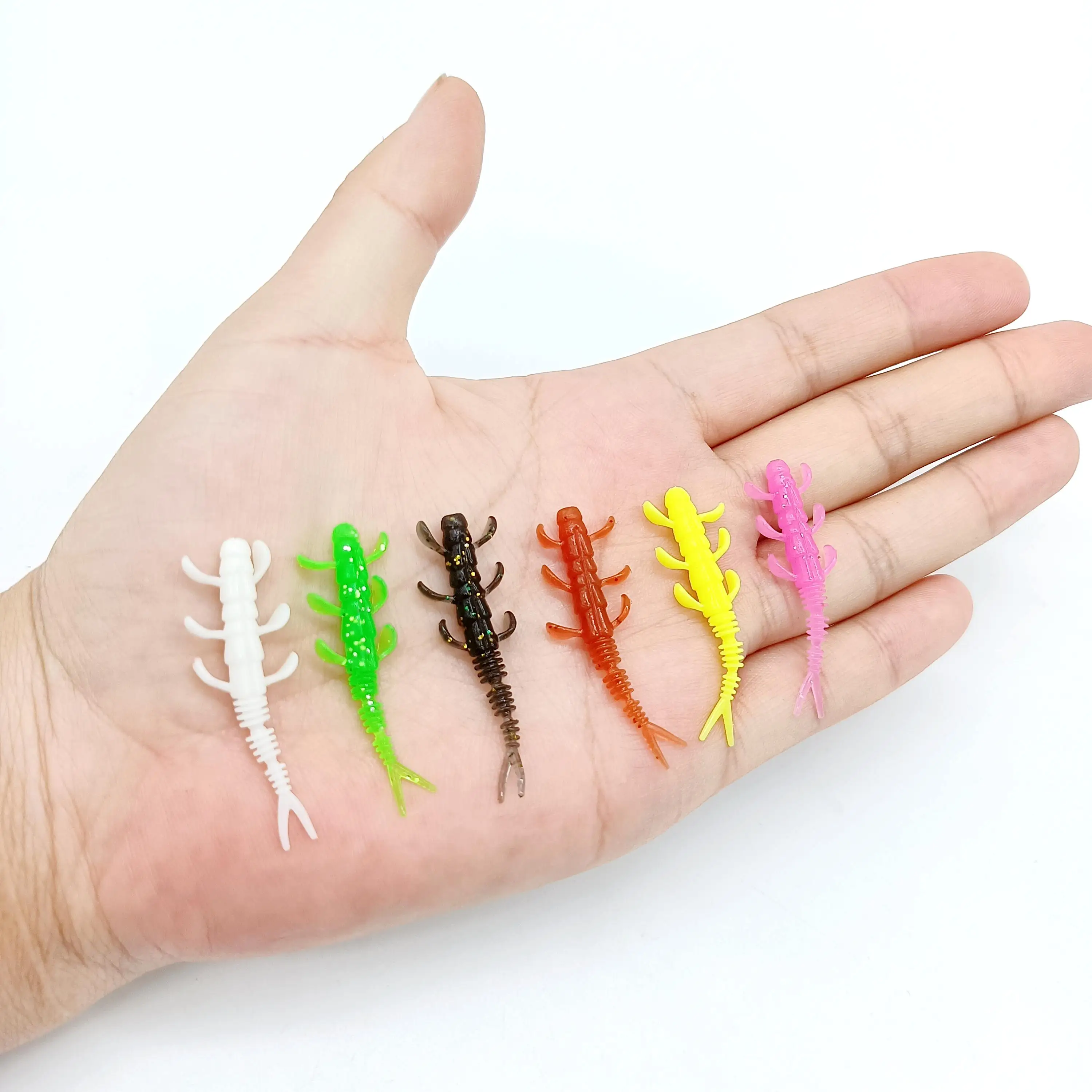 DUODUOYU 10PCS TPE Floating Mini Worm Soft Fishing Lures 0.35g/40mm Jig Wobblers Silicone Artificial Baits Bass  Fishing Tackle