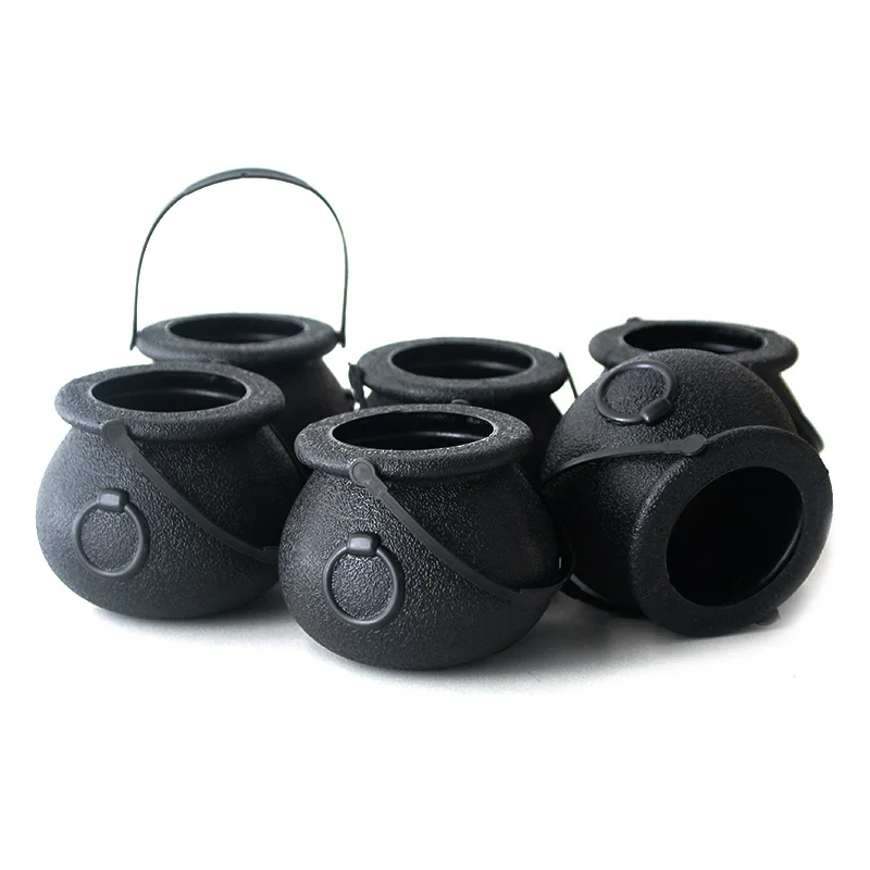 6/12/18pcs Halloween Candy Bucket Mini Black Candy Kettles Cauldron Pot Trick Or Treat Holder Halloween Party Decoration Prop