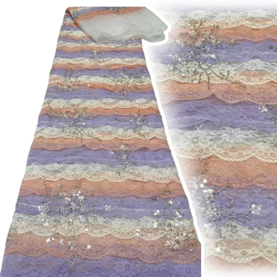 

Высококачественная африканская сетчатая кружевная ткань с блестками, французский тюль, кружево с блестками, роскошная нигерийская ткань для женских платьев S1592