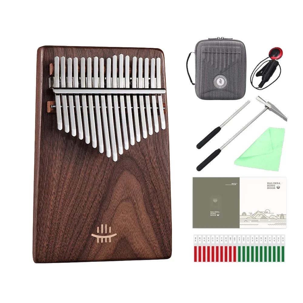 New Professional Kalimba 21 Keys Black Walnut, 17 Keys Kalimba Flatboard ,Thumb Piano Full Solid Musical Instrument Mbira