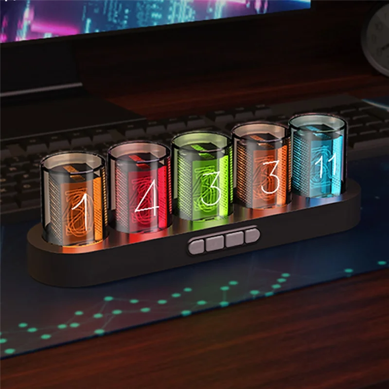 Reloj Digital de tubo Nixie con luz LED RGB que brilla para decoración de escritorio del hogar, Idea DIY, regalo de cumpleaños, Color madera duradero y reutilizable