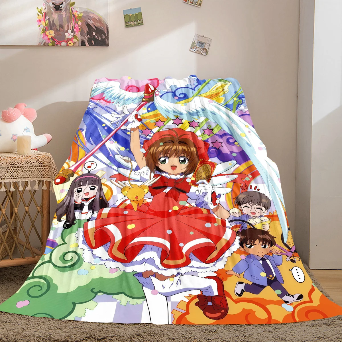 Magic Cardcaptor Sakura Flannel Lightweight Blanket Home Decor Sofa Bed Travel Cover Family Gift For All-Season LXRa18