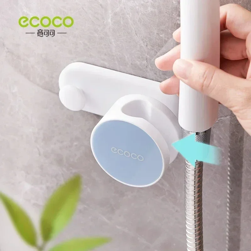 ECOCO Shower Head Holder Adjustable Wall Mounted Holder Self-Adhesive Showerhead Handheld Bracket With Hook Bathroom Accessory