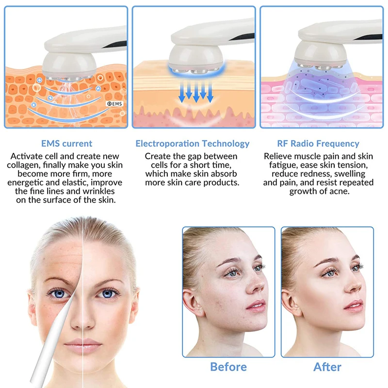 Cinco em um led fóton terapia térmica facial cuidados com a pele facial anti envelhecimento pescoço levantamento aperto e remoção de rugas máquina