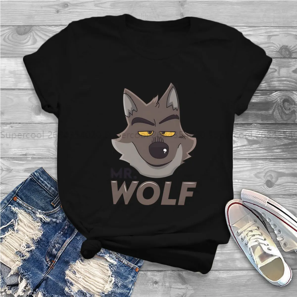 Wolf Polyester TShirts The Man Personalize Men's T Shirt Funny Clothing