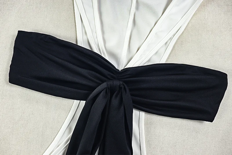 Color Patchwork Ribbon Halter Backless Bodycon Maxi Party Dress Women Sexy Strapless Hollow Out Split Slim Clubwear Long Robe