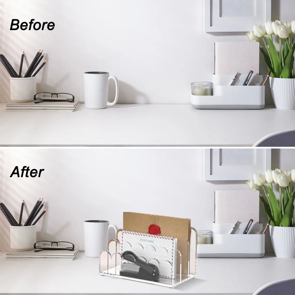 Desktop File Holder for acrylic Mail Sorter For Office Desk Office Supply Organizer Organizer Transparent File Holder