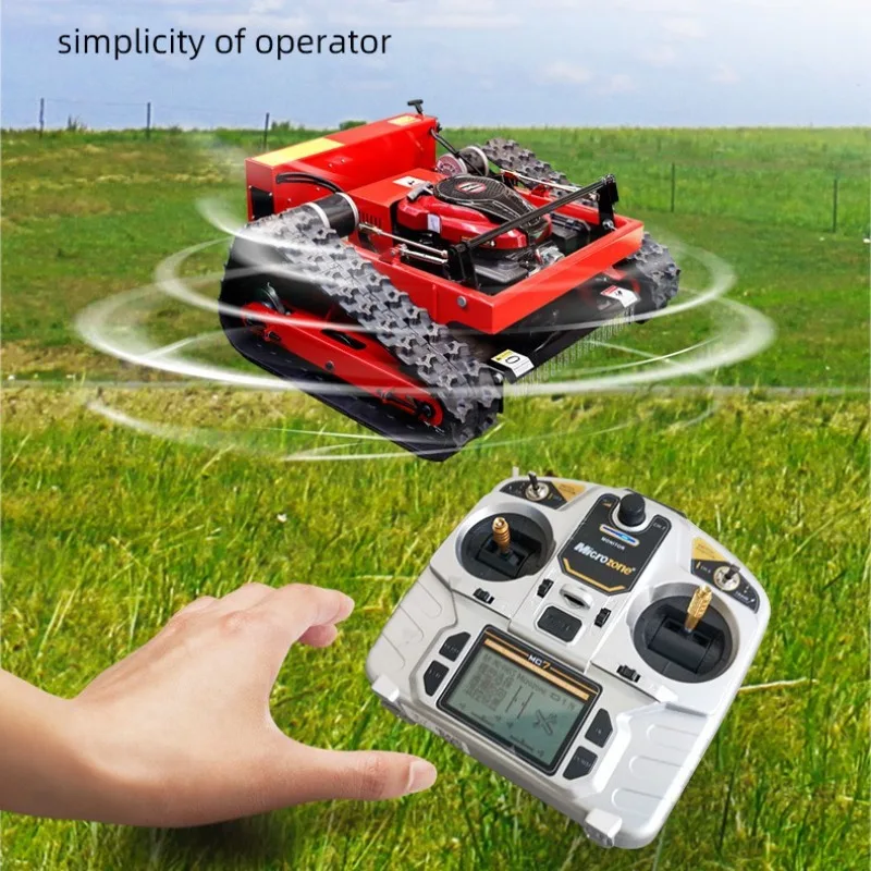 Small remote control crawler mower, farm lawn orchard weed trimmer