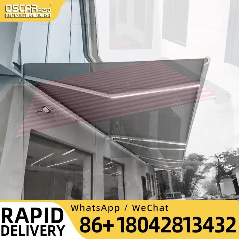 Retractable Arm Full Cassette Awning Heavy Duty Aluminium Outdoor Sun Shade for Villa Balcony Retractable Awning