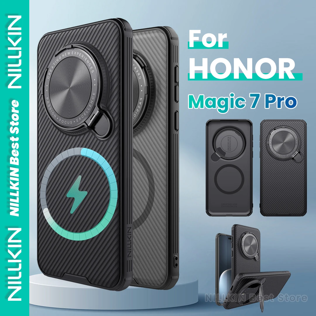 

Чехол для телефона Nillkin для Honor Magic 7 Pro, крышка объектива камеры, кронштейн 360, полное покрытие, четырехугольная подушка безопасности, противоударный жесткий чехол