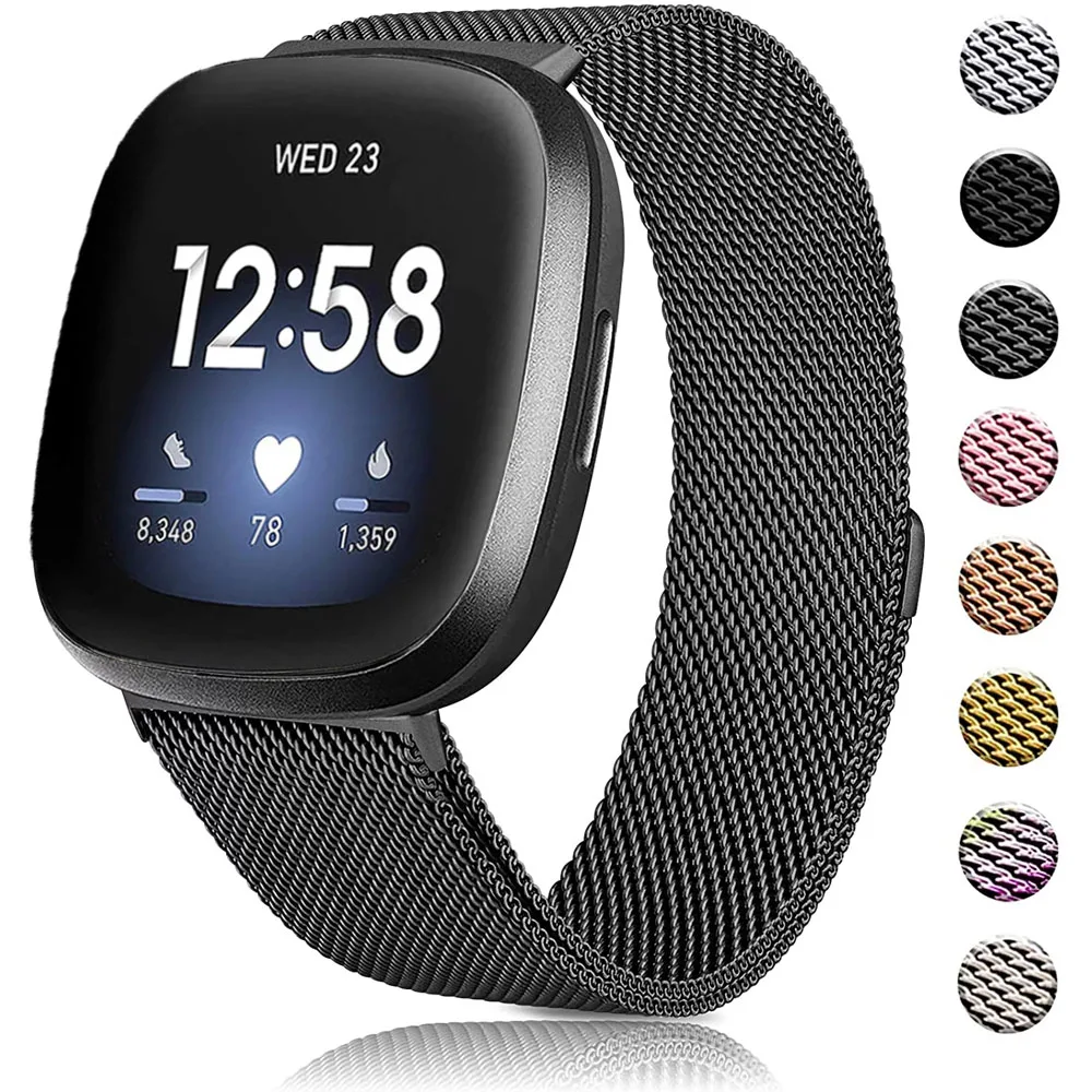 Milanese Loop Strap für Fitbit Versa 4/Versa 3 Smartwatch, offizielles Magnetarmband, Metallarmband für Fitbit Sense 2 1 Correa