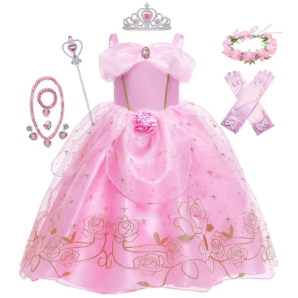 Kid Princess Dress Girl Summer Fancy Party Clothes Girls Aurora Rapunzel Cinderella Sleeping Beauty Christmas Carnival Costume