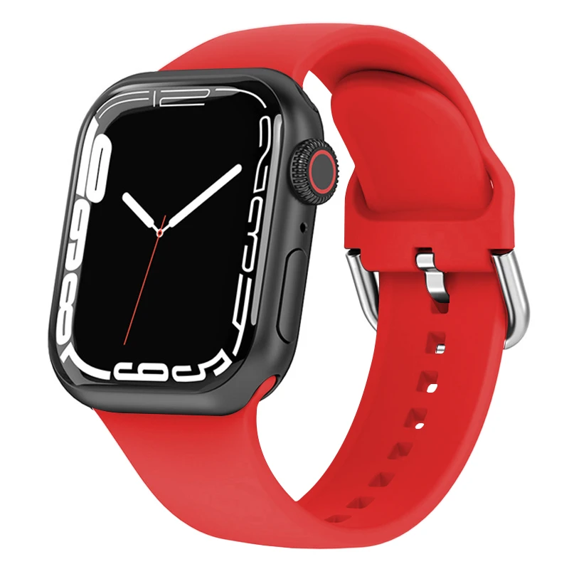 Silicone strap for apple watch band 44mm 45mm 42mm 40mm 41mm 46mm Sport bracelet for iwatch Series 10 9 8 7 se 6 5 4 ultra 49mm