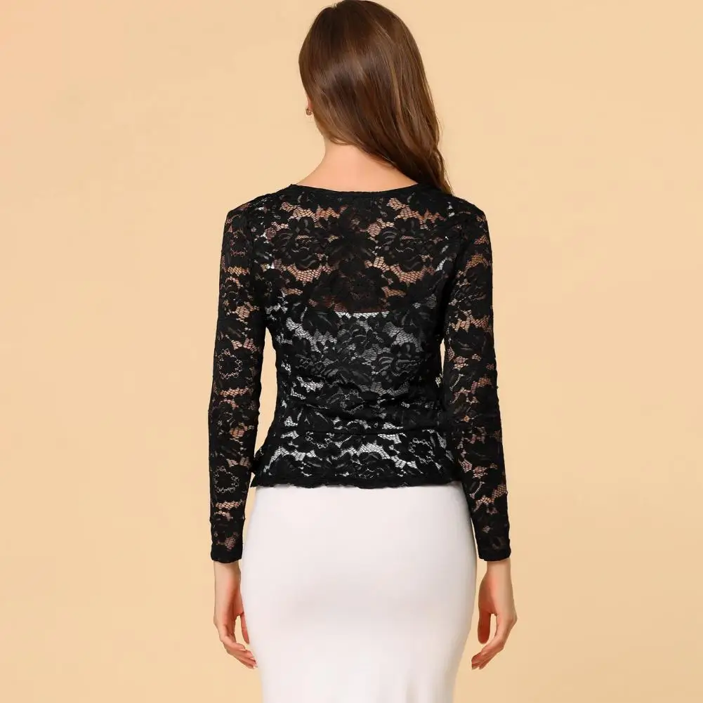 Knit Cardigan Lace Bolero Shrug for Women Tie Front Ruffle Hem Cardigan Sheer Crop Cover Up Jacket Formal Office Long Sleeve