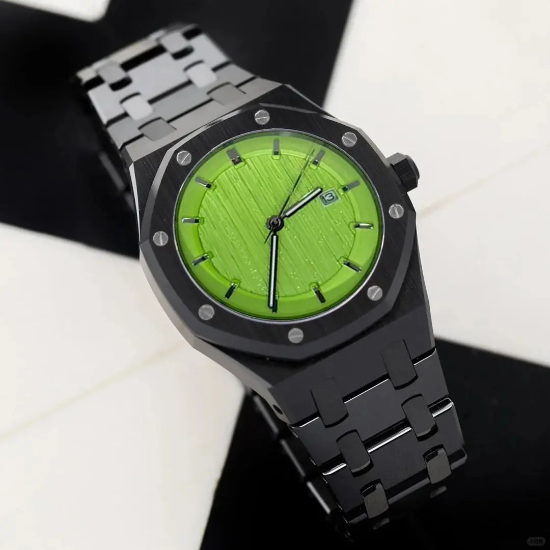 New Men\'s watch top brand luxury stainless steel luminous dial quartz watch waterproof calendar watch