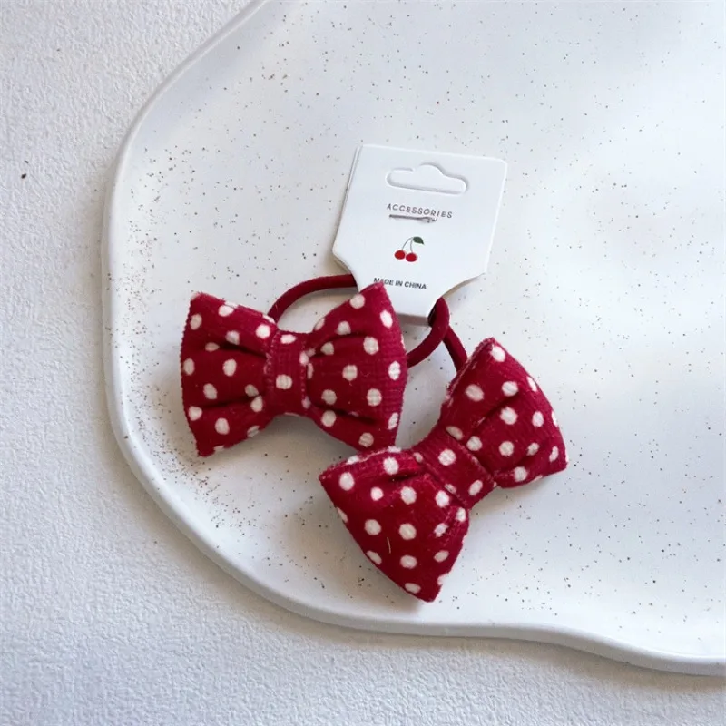 Lazos para el Cabello con Lazo Rojo a Cuadros para Niñas, Elásticos, Sin Daños, para Cola de Caballo, Lindos Lazos para el Cabello de Bebés y Niñas Pequeñas, 2 Piezas, Accesorios para el Cabello Antideslizantes