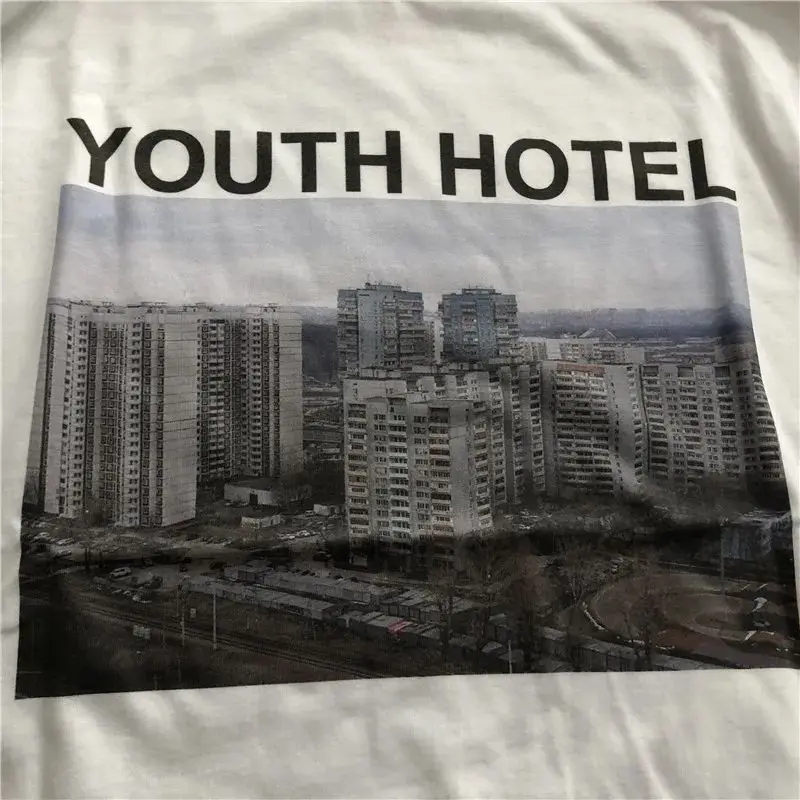 Gosha Building Long Sleeve Youth Hotel Russian 032c HD Digital Print Loose Tide Brand  Women  Long Sleeve T-shirt Clothing