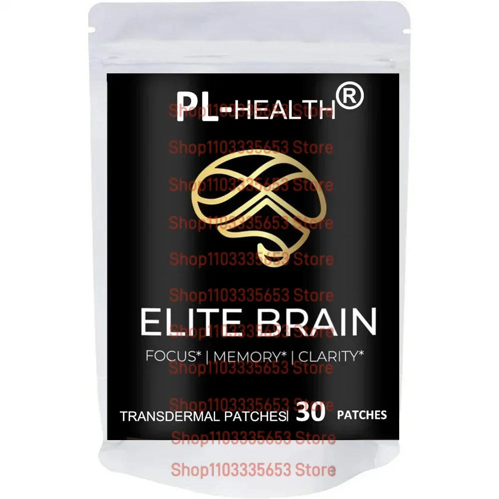 30 Patches Elite Brain Transdermal Patches Lions Mane Vitamin B Complex for Focus, Memory