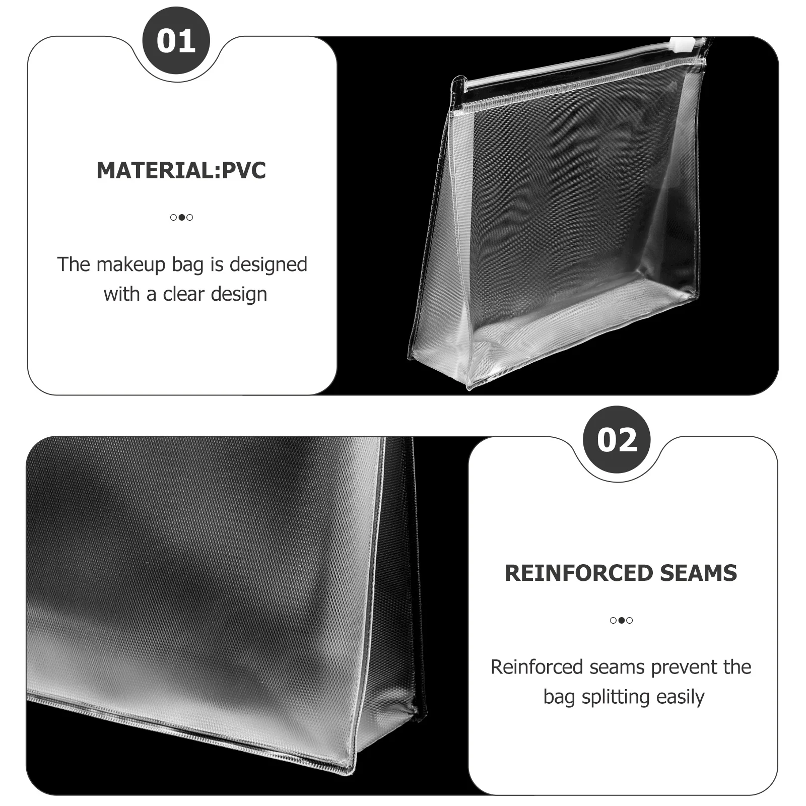 10 قطع من حقائب أدوات الزينة الشفافة للسفر، حقيبة مكياج للنساء، فتحة كبيرة، منظم مانع للتسرب، حجم السفر، تعبئة أساسيات