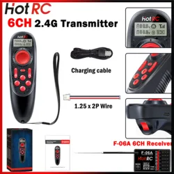 HOTRC DS-600 6CH 2.4G RC Boat Transmitter LCD Remote Controller F-06A PWM Receiver Voltage/Signal Return 4-9V Model Car Ship Toy