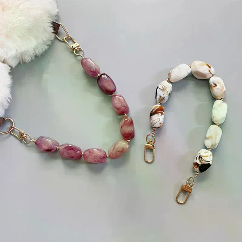 Correa de bolso con cuentas de colores, asa de resina, correa de muñeca de piedra de colores reemplazable, accesorios DIY para bolsos y carteras