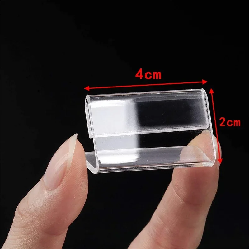 50pcs Mini Acrylic Display Stands 4x2cm Clear Rectangular Name Tags Card & Label Holders for Retail Stores for Showcasing Labels