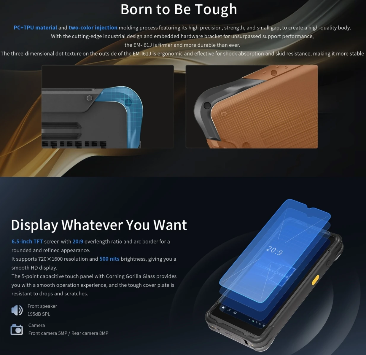 كمبيوتر صغير يعمل بنظام Windows مقاس 6.5 بوصة Intel N5100 8GB + 128GB 4G WIFI Bluetoth GPS IP67 وعرة المساعد الشخصي الرقمي المحمول هانيويل 1D/2D ماسح الباركود #5