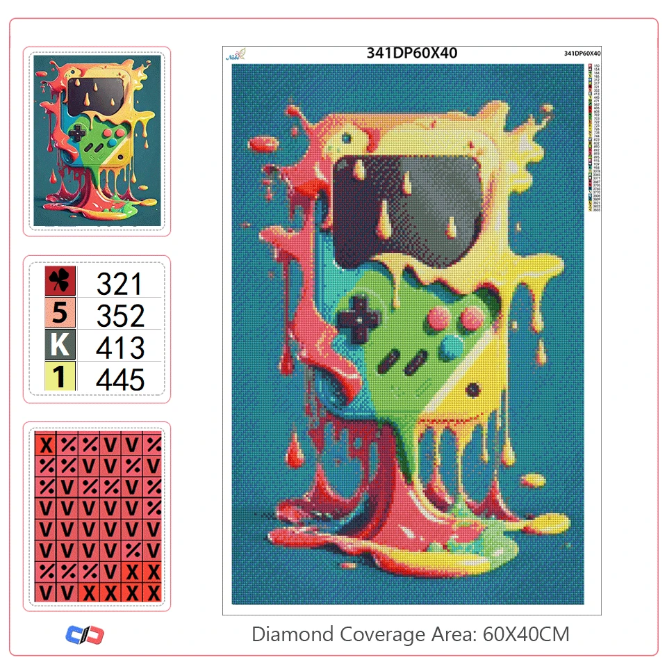 DIY 5D Diamond Painting Colorful Punk Neon Gamer Controller Mosaic Full Diamond Embroidery Cool Gaming Cross Stitch Home Decor