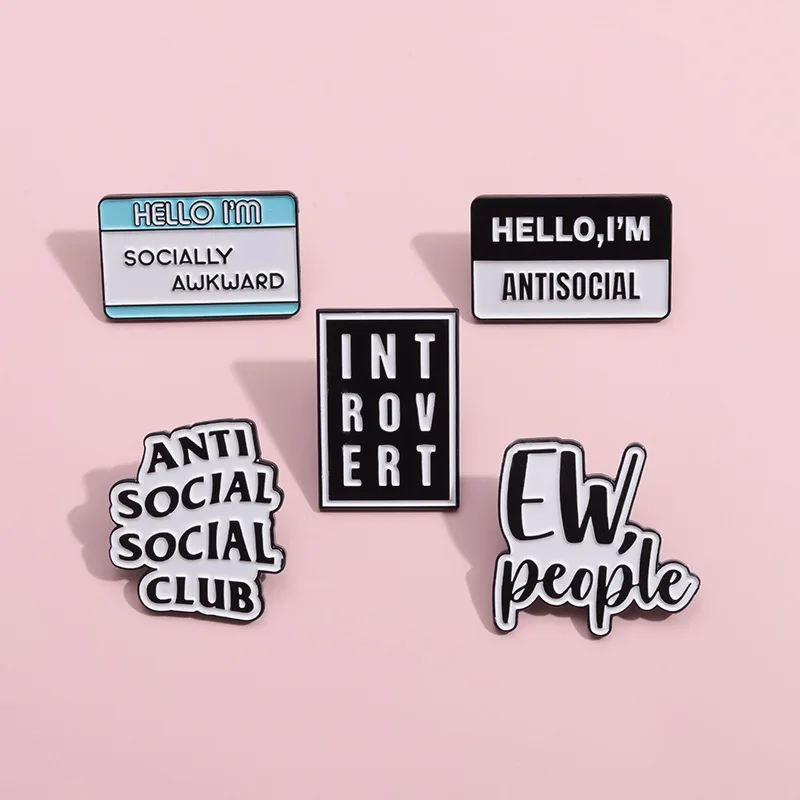 Personality Text Enamel Brooch Hello Socially Awkward Lonely Women Power Rainbow Why Brave Heart Calendar Badge Punk Pin Jewelry