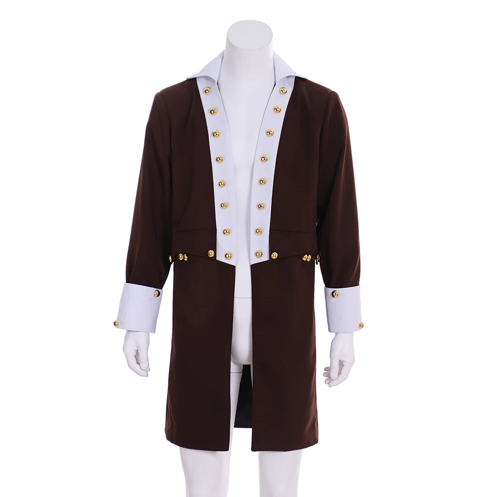 

Men's Brown Coat Victorian Colonial Military Jacket Historical Alexander Hamilton Costume Halloween Theme Party Uniform