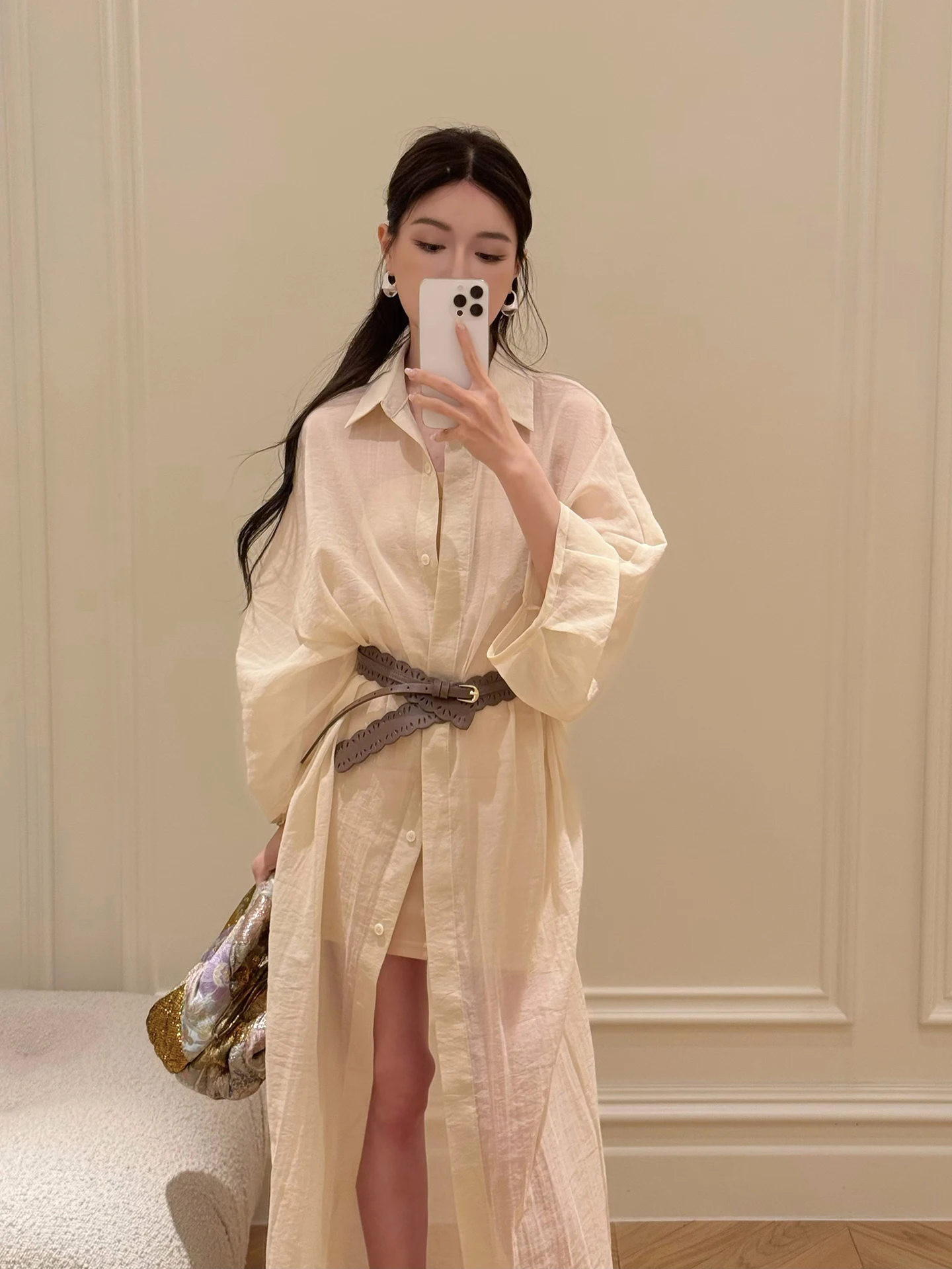 

SMOL "Wheat Ear Dusk" Blurry Perspective Sun Protection irt Lazy Sle Loose Texture Long Sve Quali Outerwear Women's ...