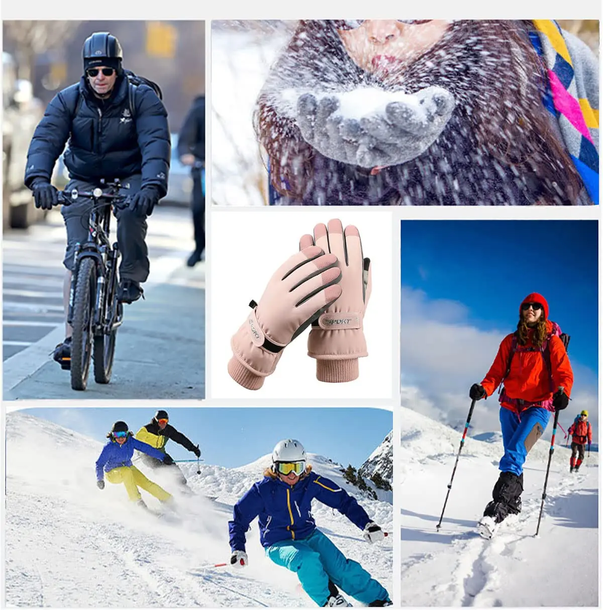 Snow Gloves for Women&Men - Waterproof Touchscreen Winter Warm Ski and Snowboarding Gloves