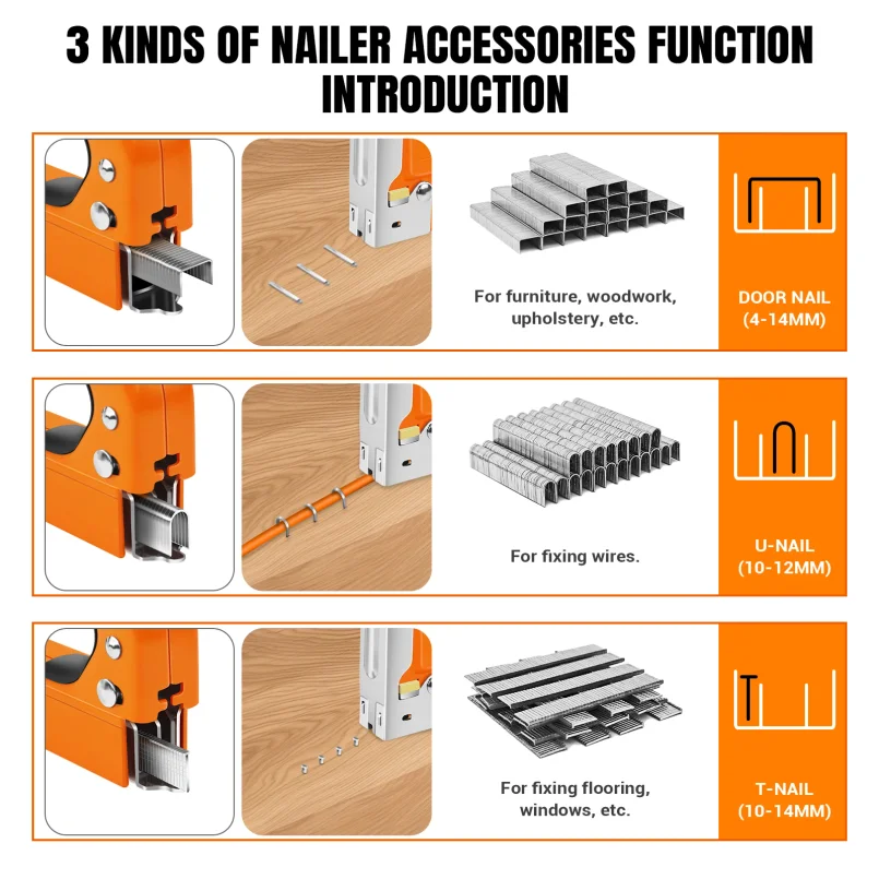 3 in 1 Nail Stapler Gun With 3000 Staples & Staple Remover Tool Kit Stapler for Wood Fabric Stapler Home Repair DIY Tool Kit view 2