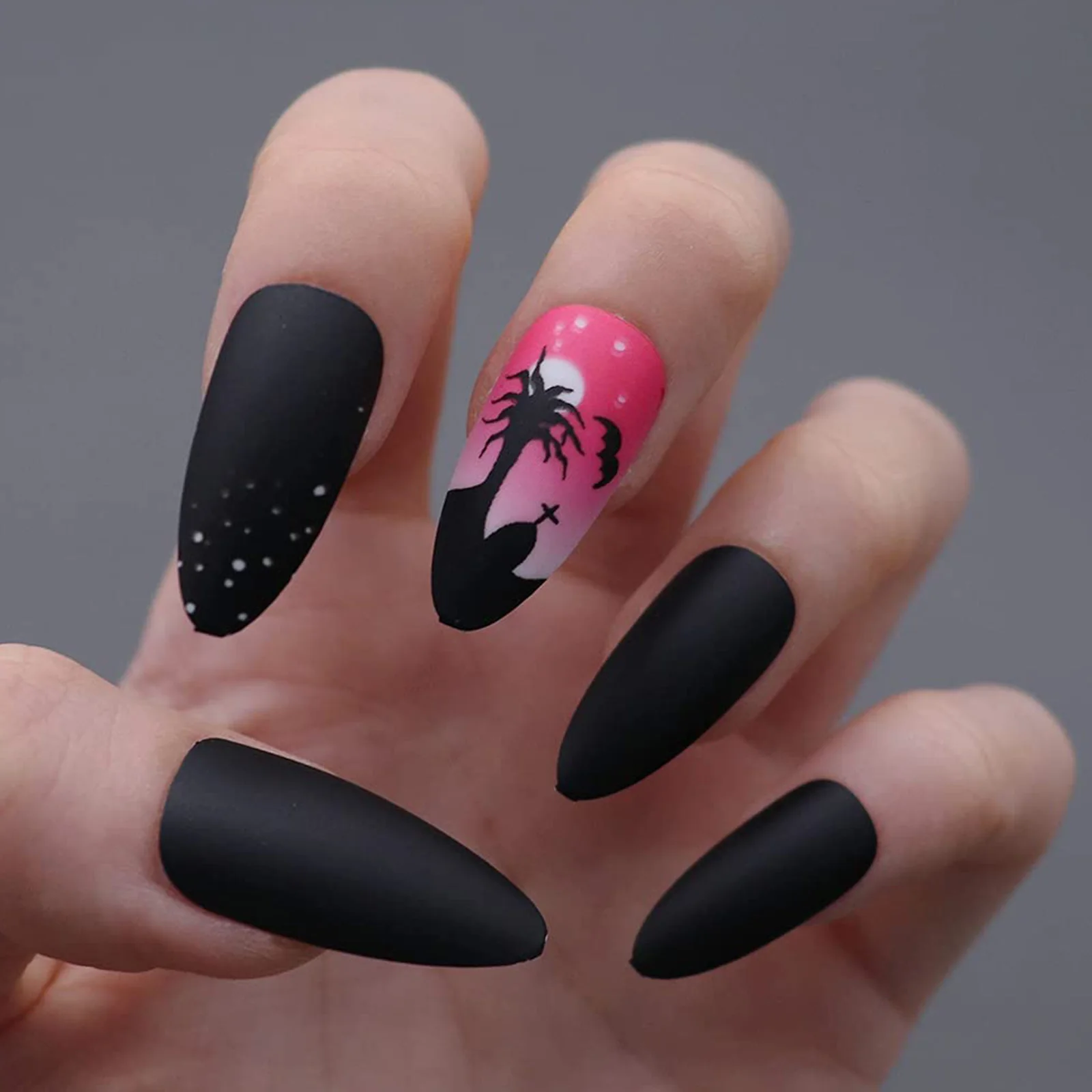 

48pcs Nail Patch Fake Toe Nails Women Artificial Press Halloween False Tip Long Lasting Ultra-Thin Durable Party