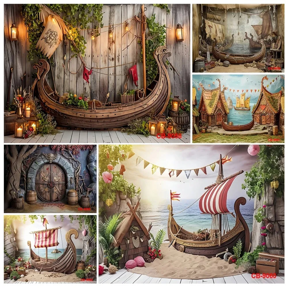 Pirate Ship Treasure Sail Flag Theme Banner Decoration Backdrop, Children's Birthday Party, Home Decoration Photography Backdrop