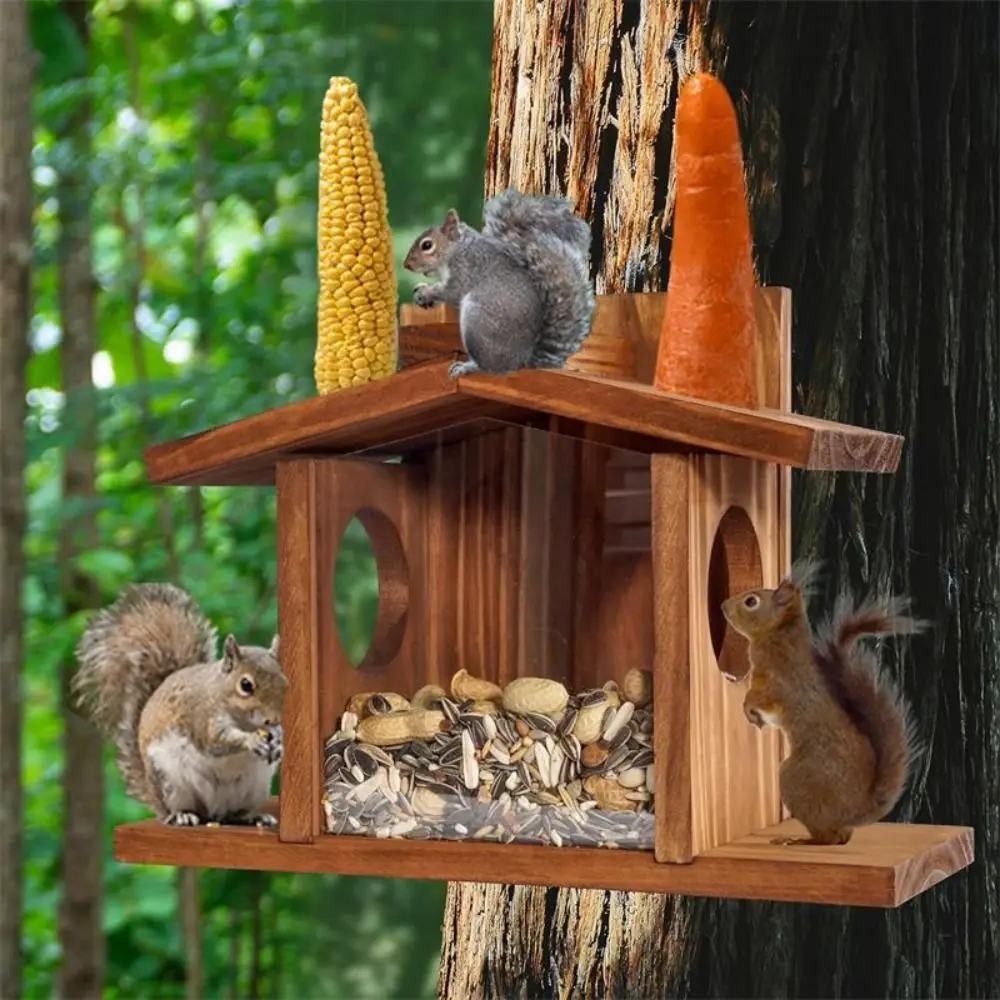 

Pet Supplies Wooden Squirrel Feeder Durable Multi-purpose Bird Feeder Hanging Hamster Feeding Box Hummingbird