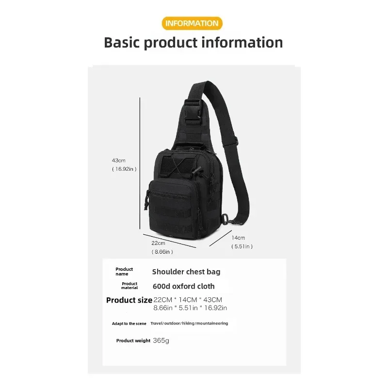 Outdoor Sports Tactical Chest Bag, Sling Handbag, Single-Shoulder Bag, Camouflage Men's Durable Cycling Small Chest Bag